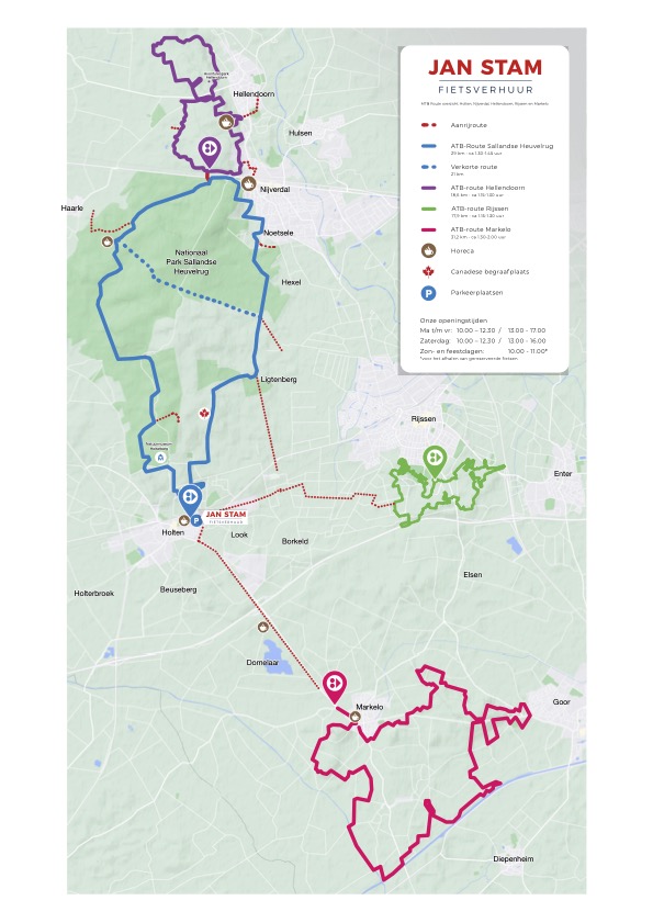 Mountainbike route over de Holterberg vanaf Outdoors Holten