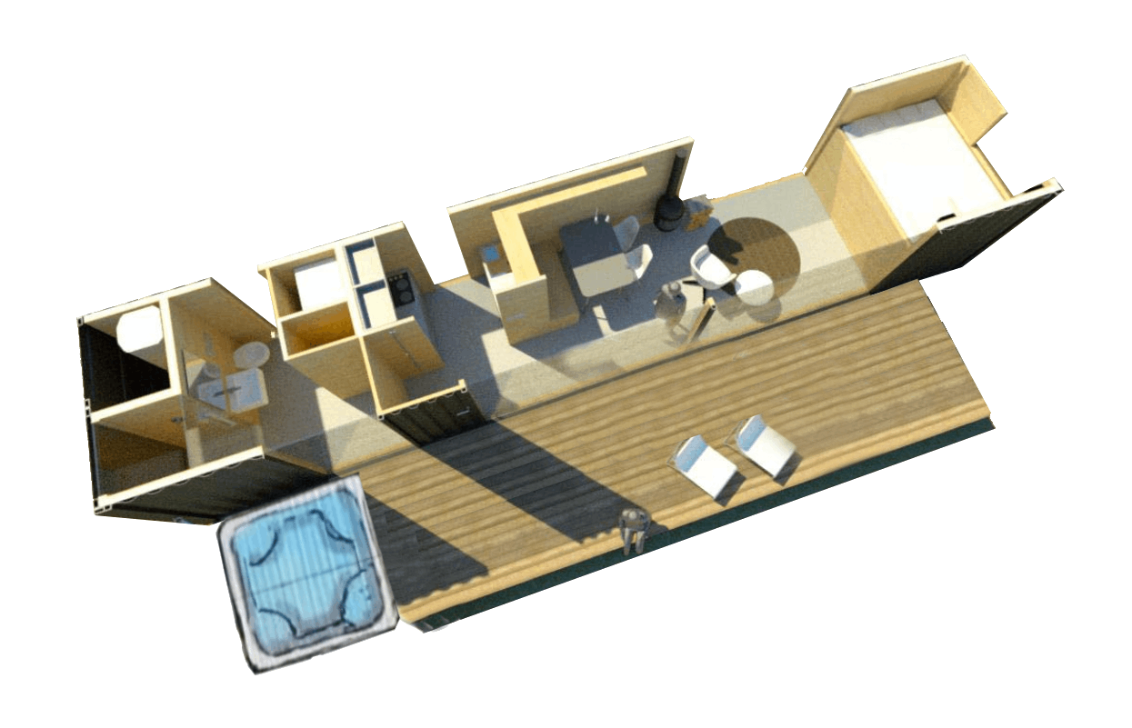 Plattegrond Skydeck Cabin (container woning) Plattegrond Skydeck Cabin (container woning)
